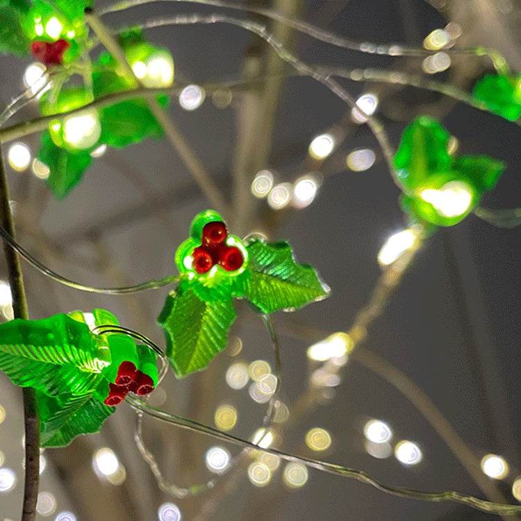 Christmas Gift Bell Christmas Tree Elk Maple Leaf Crutch Christmas Decoration Fastener Copper Wire Lamp Christmas Decoration For Home - Velora