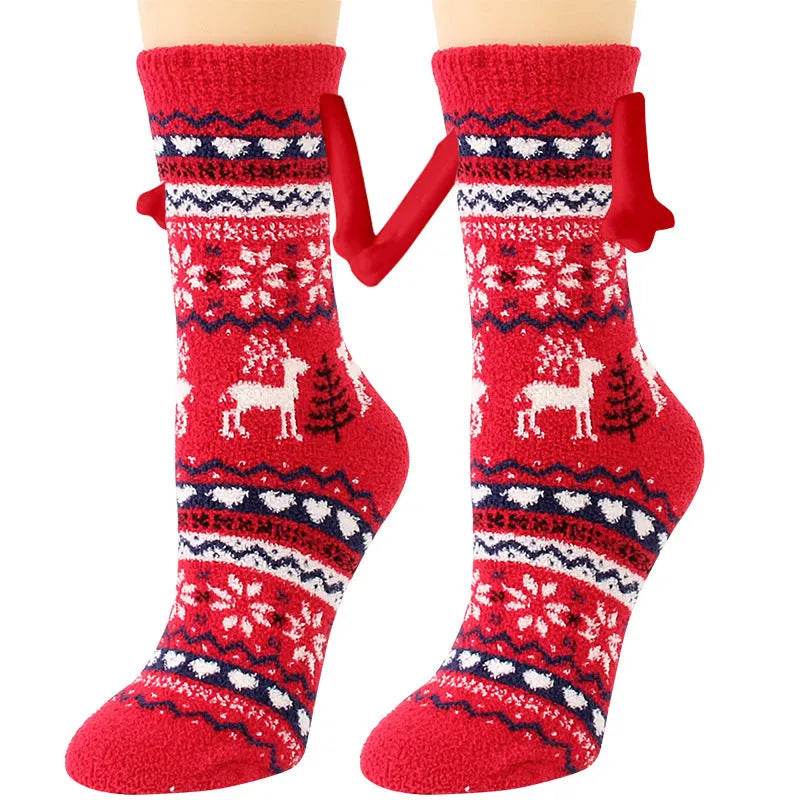 Soft Carton Christmas-themed Fleece Winter Home socks for Women