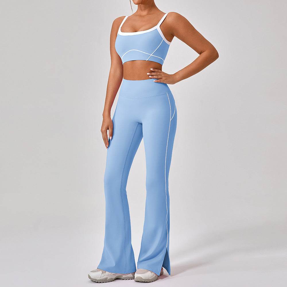 Outdoor Sports Yoga Suits Women's Spaghetti Strap Contrast Color Fitness Set Outfits - Velora