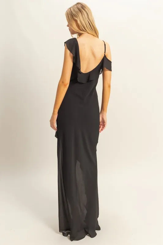 HYFVE Chiffon Ruffle Trim Midi Dress - Velora