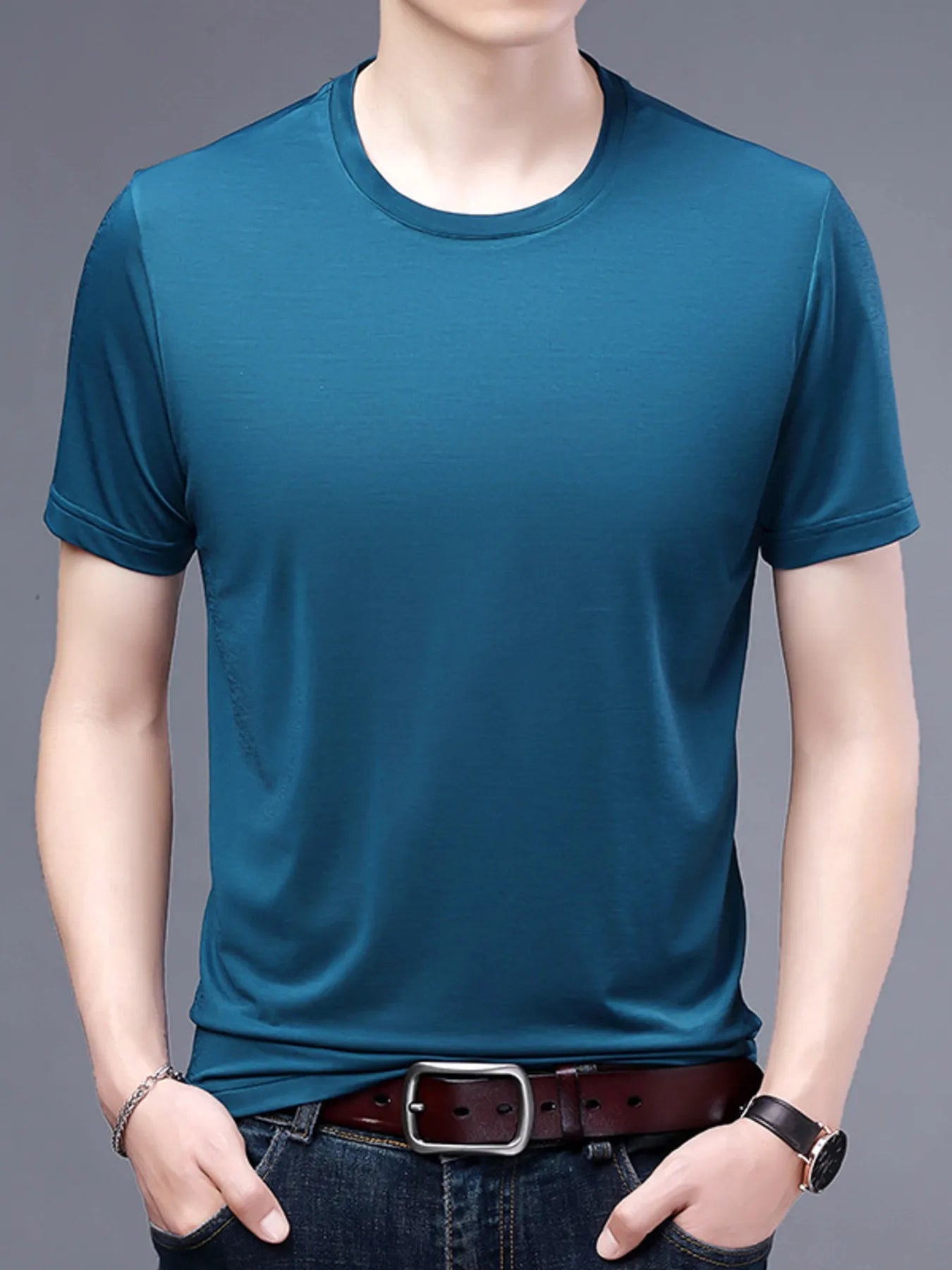 Men's Plus Size Classic Crew Neck Basic T-Shirt - Velora