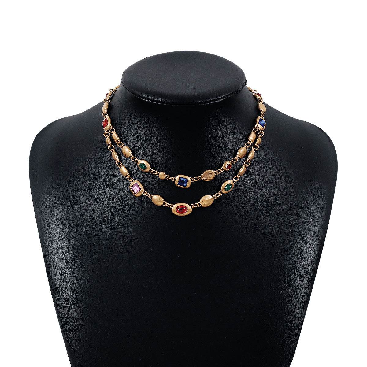 Ethnic Style Diamond Double-layer Necklace - Velora