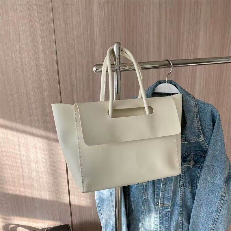 Fashion Leather Shoulder Bag Large Capacity Handbags Simple Retro Tote Bags