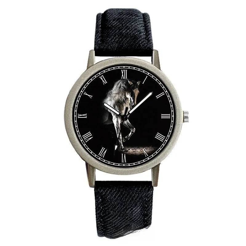 Steed Large Dial Men's Denim Strap Watch - Velora