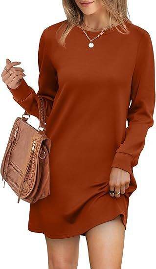 Back Fold Pocket Long Sleeve Sweater Dress - Velora