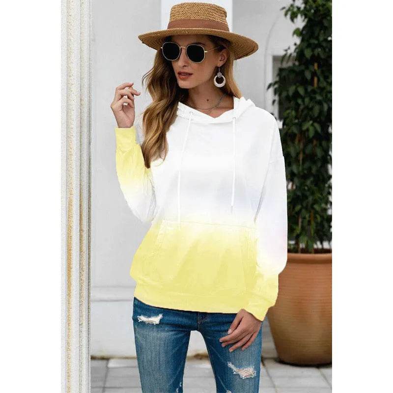 Women Tie-dye print hooded long sleeves - Velora