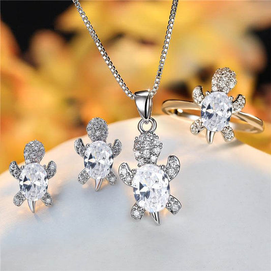 Fashion Oval Zircon Pendant Turtle Shape Necklaces With Rainbow Stone Multicolor Animal Necklace Jewelry For Woman And Children - Velora