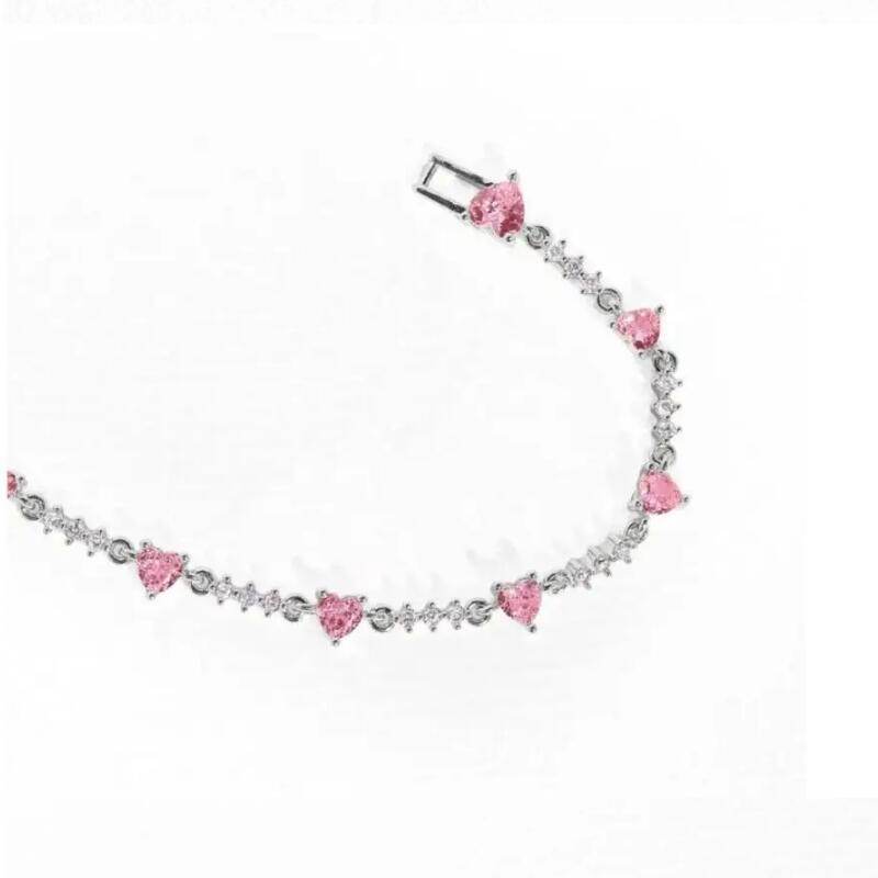Sweet Bow Heart Rhinestone Bracelet Y2K Ins Fashion Chain Bracelet Valentine's Day - Velora