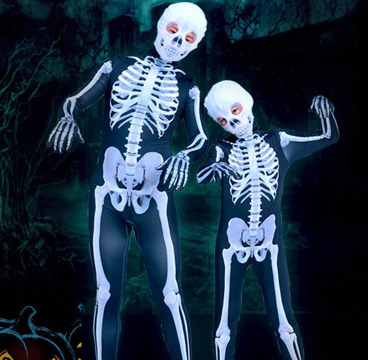 Halloween Skeleton Costume Scary Skeleton Skull Costume Jumpsuit Carnival Party Clothing - Velora