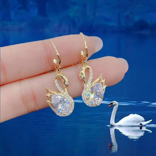 Sweet Rhinestone Swan Earrings Ins Fashion Earrings For Women Jewelry - Velora