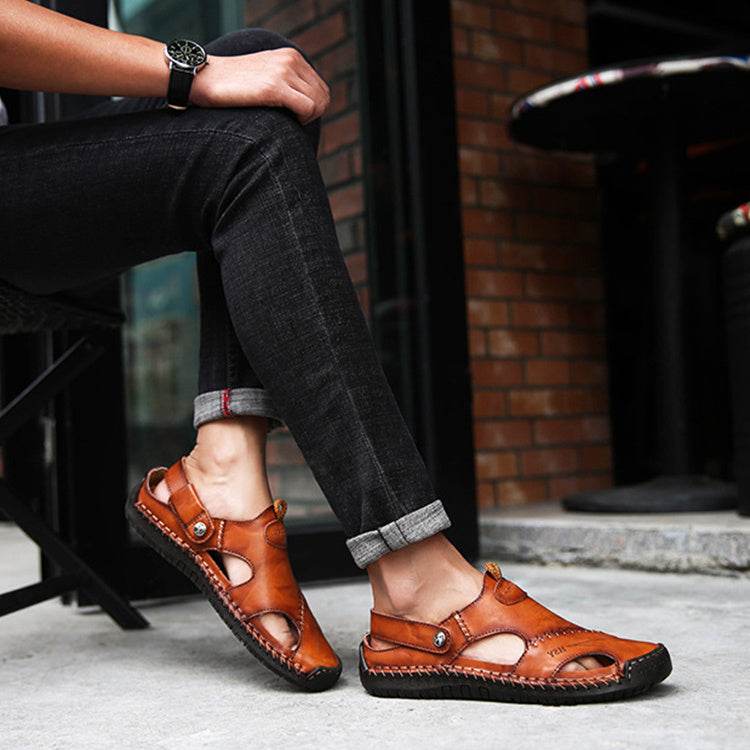 Men's Closed Toe Sandals Summer Adjustable Slides Slippers Fashion Beach Shoes - Velora