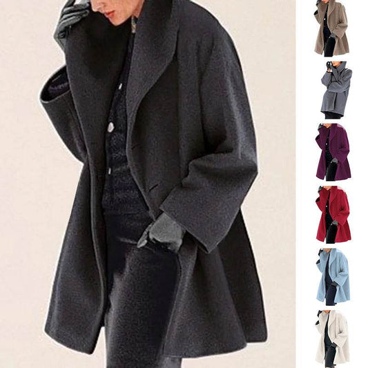 Women's Trendy Clothes Multi-color Round Neck Loose Sweater Woolen Coat Solid Casual Coat For Autumn And Winter - Velora