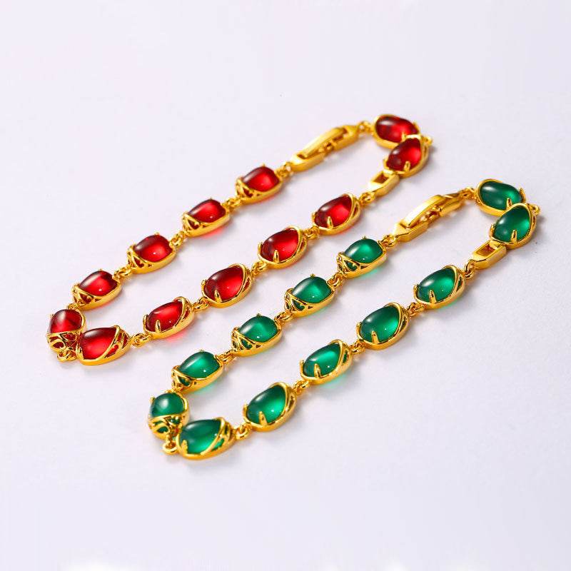Emerald Malay Jade Elegance Retro Bracelet - Velora