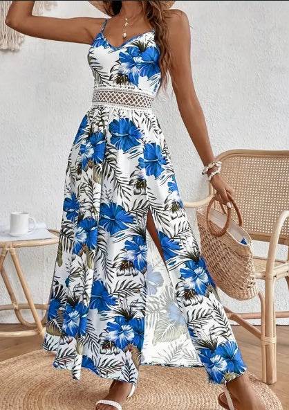 Elegant Spring chic Vacation Resort floral summer maxi dress - Velora