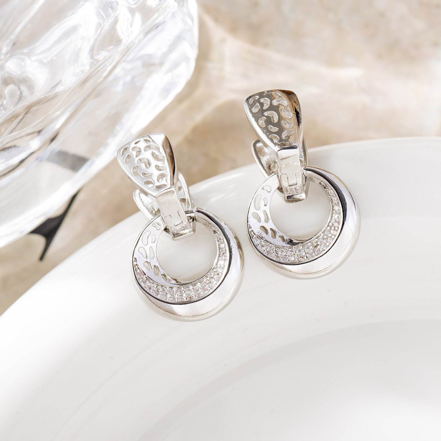 Hollow Round Moon Earrings Jewelry Women - Velora