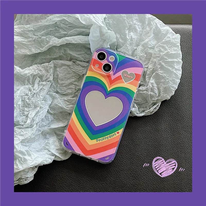 Rainbow Love Mirror Silicone Phone Case - Velora