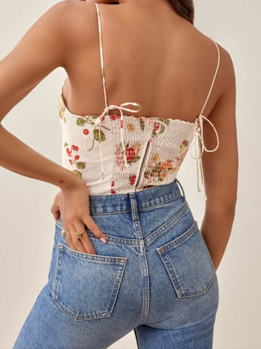 Printed Smocked Cami Top - Velora