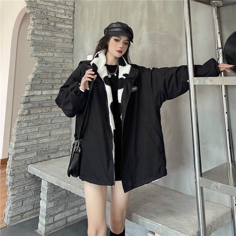 Love Lamb Fleece-lined Warm Reversible Cotton-padded Coat - Velora