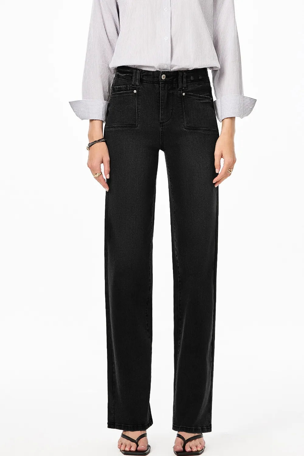 High-Waisted Wide-Leg Vintage Wash Jeans - Velora