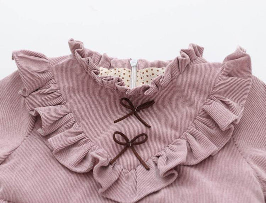 spring new Korean dress children's skirt, baby girl dress, baby spring blouse, corduroy - Velora
