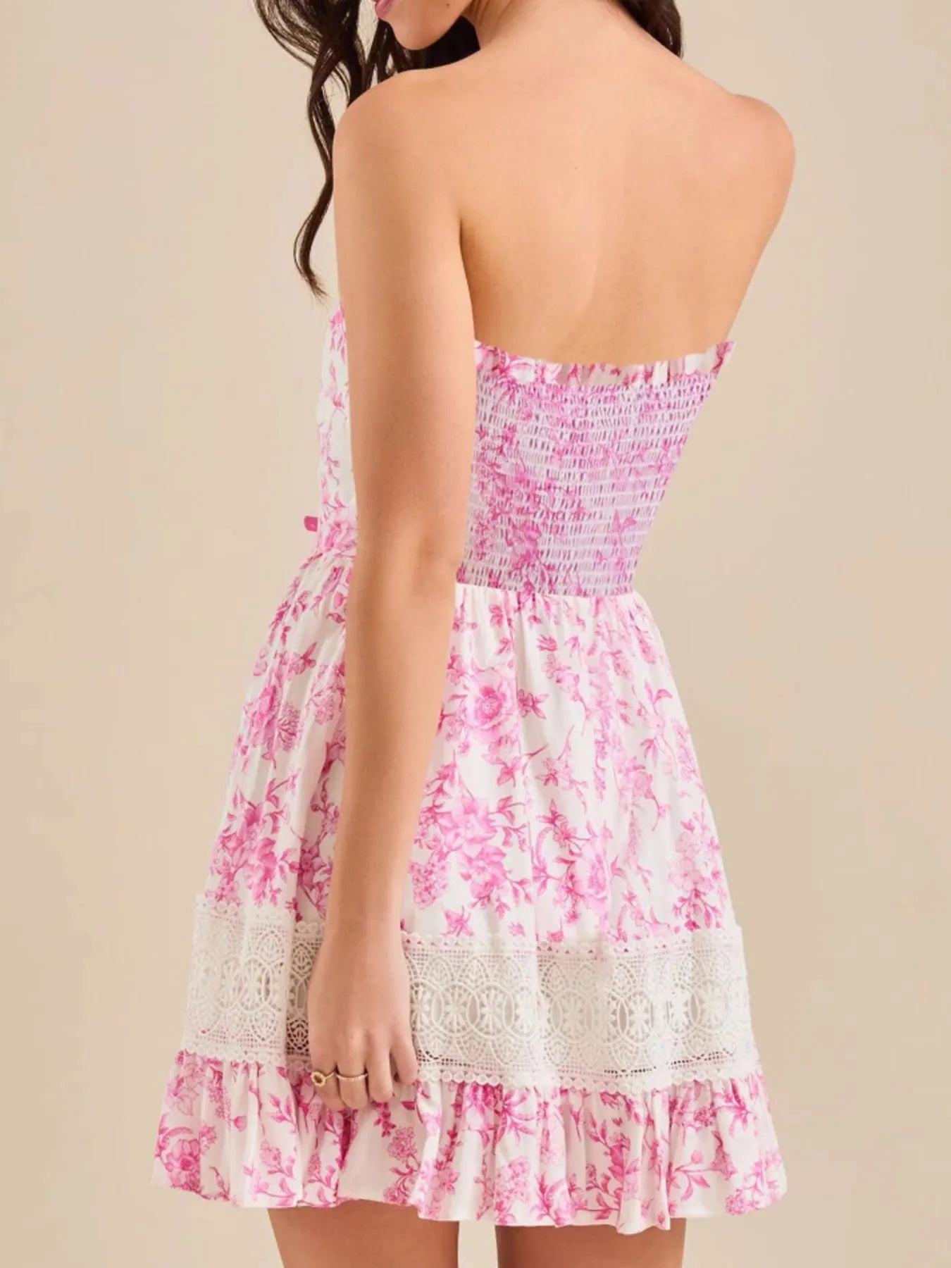 Ruffled Hem Printed Tube Dress - Velora