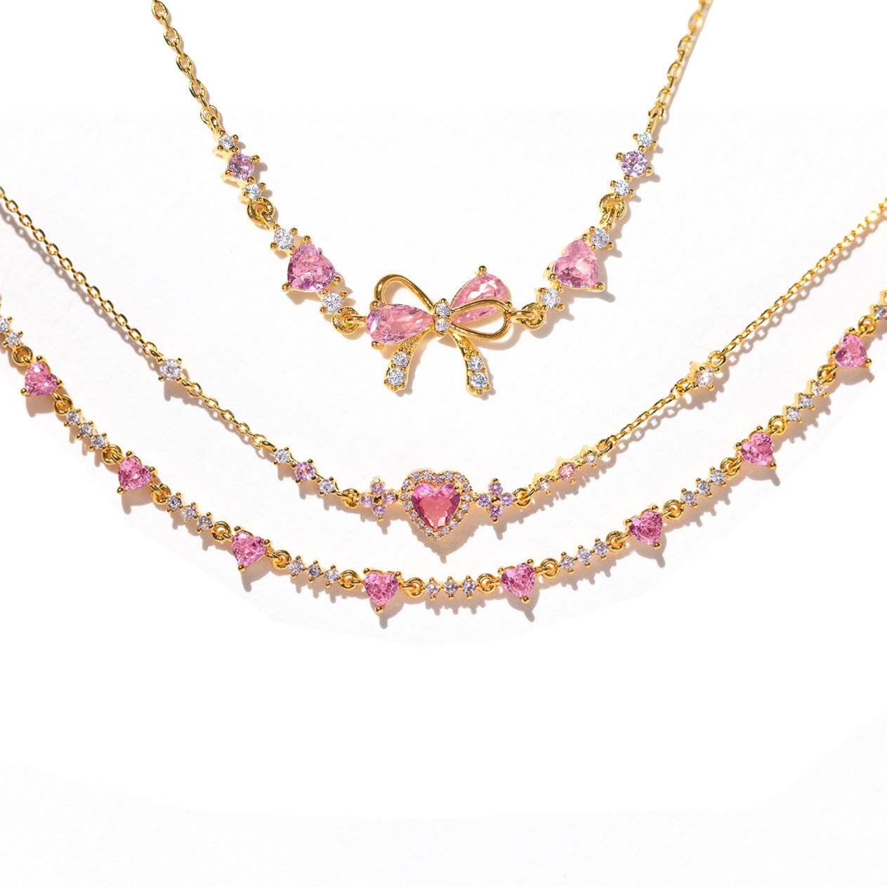 Sweet Bow Heart Rhinestone Bracelet Y2K Ins Fashion Chain Bracelet Valentine's Day - Velora