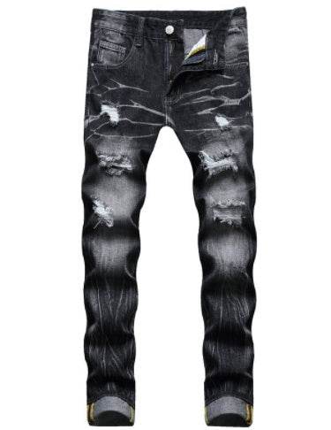 Men Vintage Distressed Denim Jeans Trousers Pants - Velora
