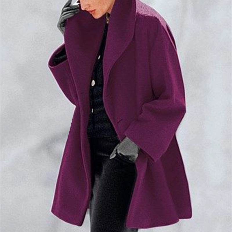 Women's Trendy Clothes Multi-color Round Neck Loose Sweater Woolen Coat Solid Casual Coat For Autumn And Winter - Velora