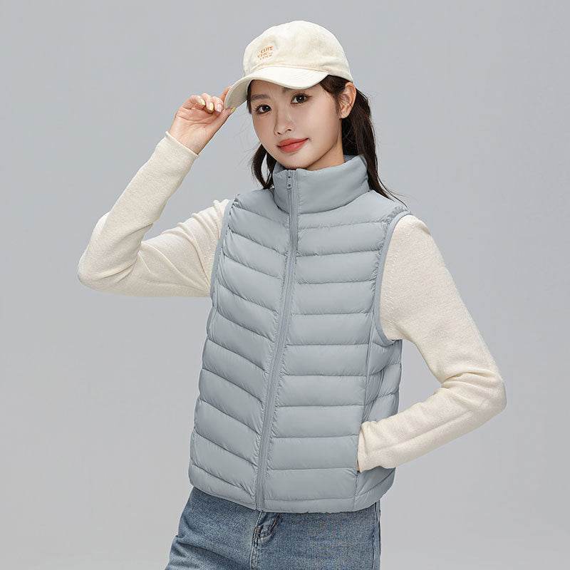 Stand Collar Outer Wear Slimming Plus Size Down Vest Vest - Velora