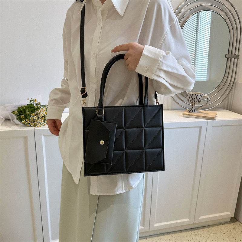 Fashion Plaid Shoulder With Small Wallet Simple Elegant Portable Square Tots Women's Handbag - Velora