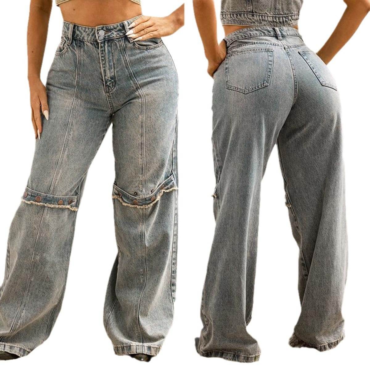 Y2k Baggy Wide Leg Jeans Women Vintage Streetwear Washed Denim Pants Grunge Basic Slouchy Trousers - Velora