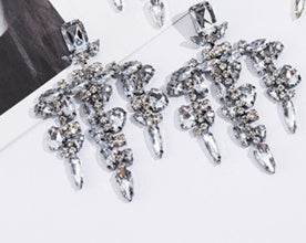 Luxury Sparkling Rhinestone Water Drop Tassel Stud Earrings - Velora