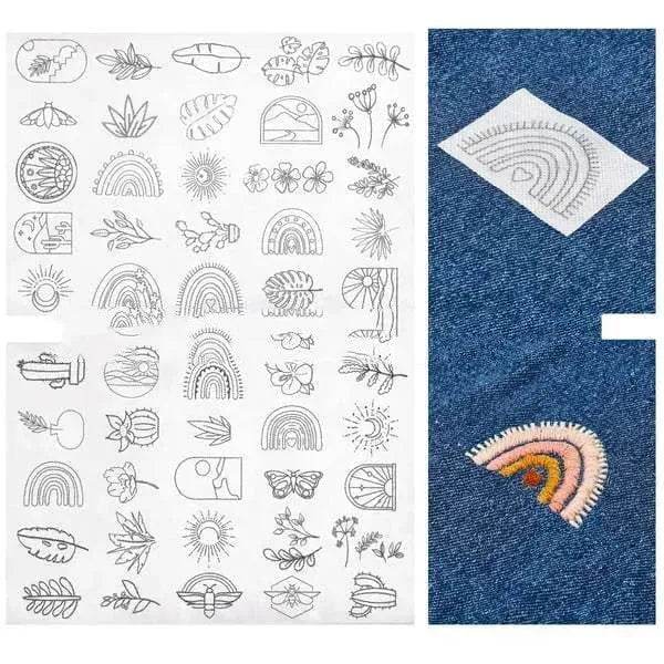 50pcs Water Soluble Stick and Stitch Embroidery Patterns stickers for Clothes - Velora