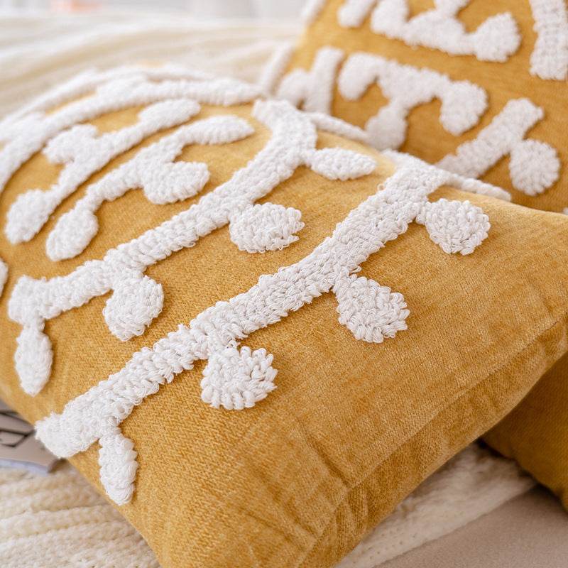 Handmade Embroidery Velvet Embroidery Pillow Cover Craft Cushion Hotel Homestay Tassel Pillow Bedside - Velora