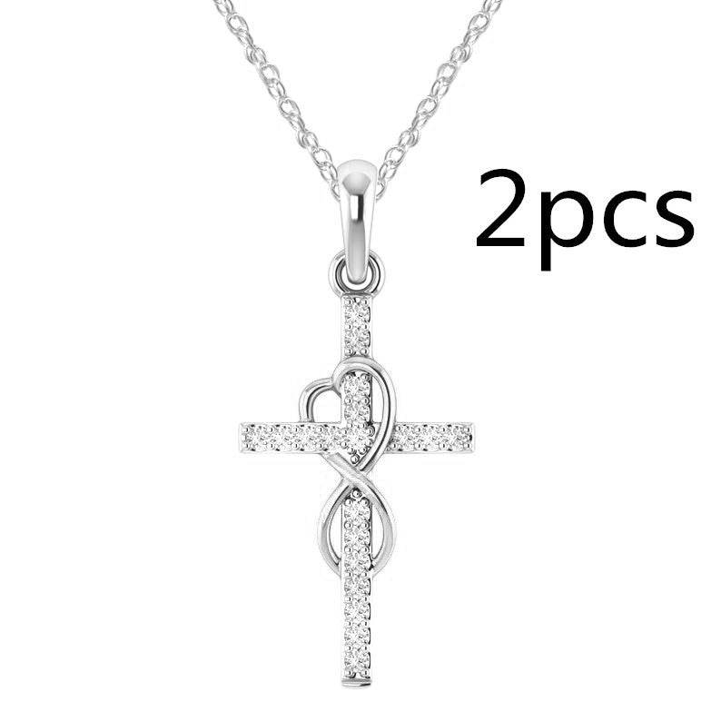 Alloy Pendant With Diamond And Eight-character Cross Necklace - Velora