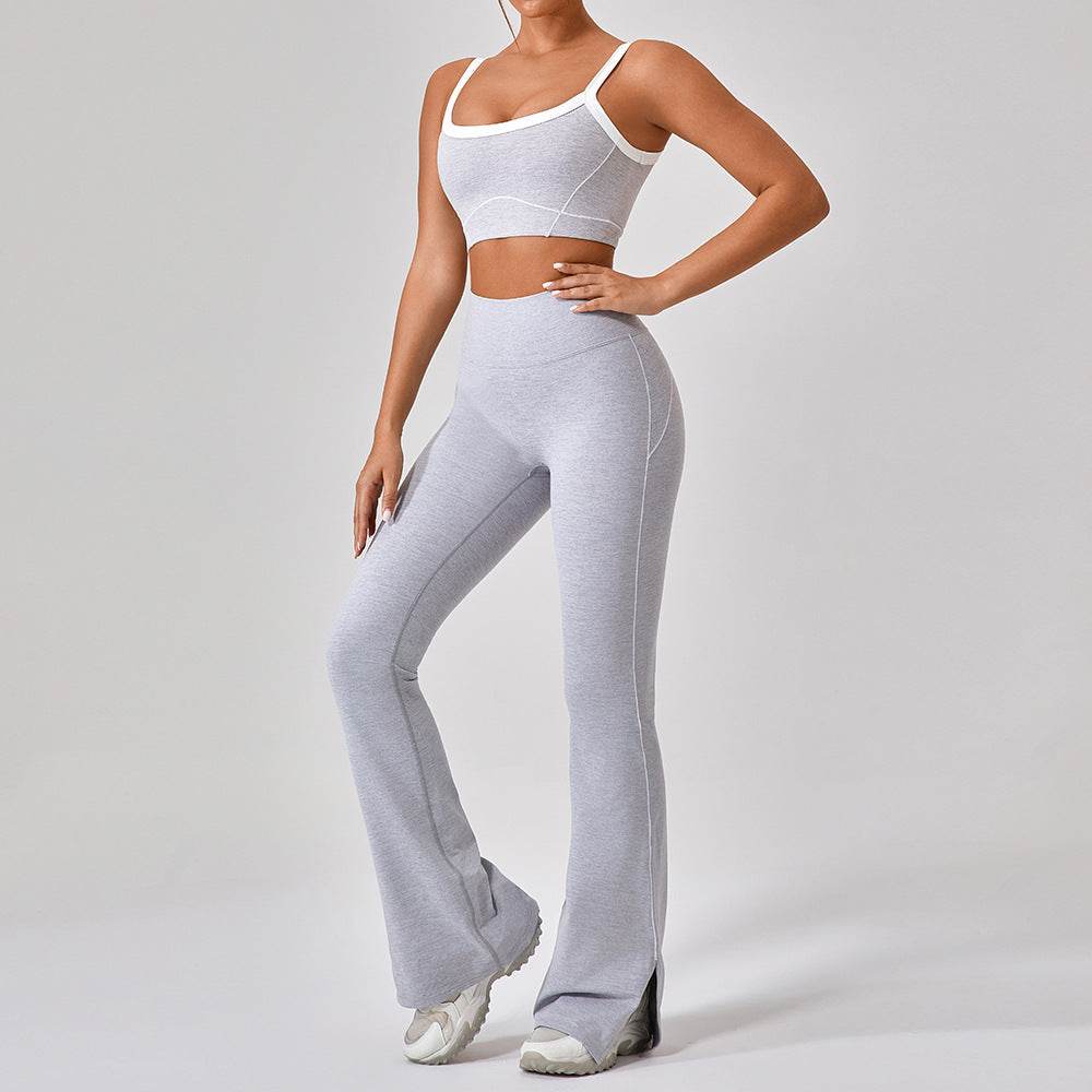 Outdoor Sports Yoga Suits Women's Spaghetti Strap Contrast Color Fitness Set Outfits - Velora