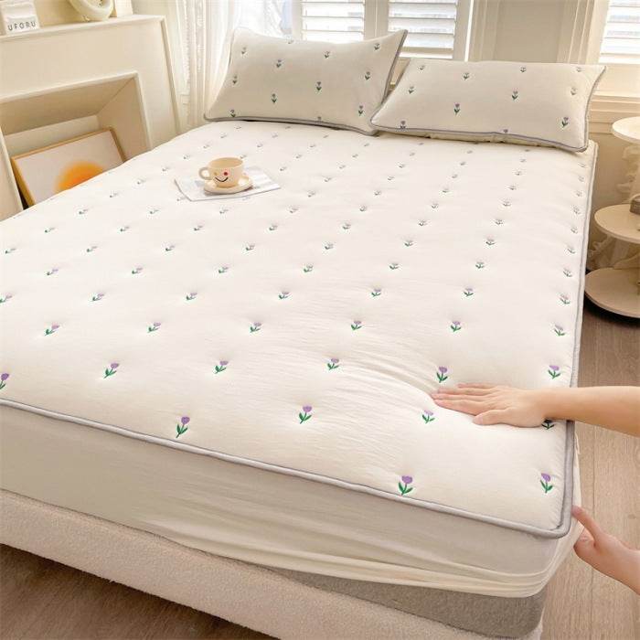 New Soybean Fiber Quilted Fitted Sheet Single Piece - Velora