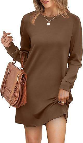 Back Fold Pocket Long Sleeve Sweater Dress - Velora