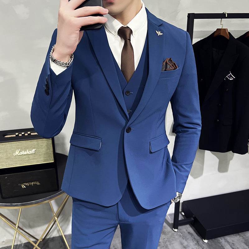 Men's Three-piece Suit Korean Style One Button - Velora