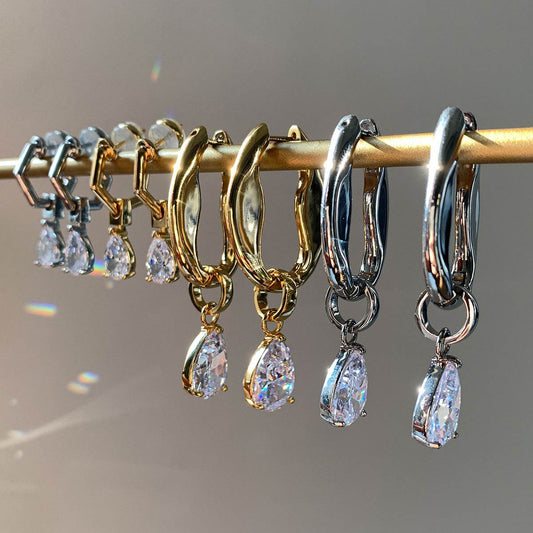 Female Zircon Drop Retro Light Luxury Earrings - Velora