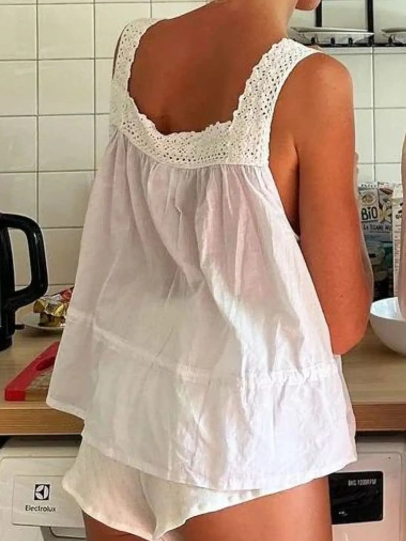 Lace Detail Tank and Shorts Set - Velora