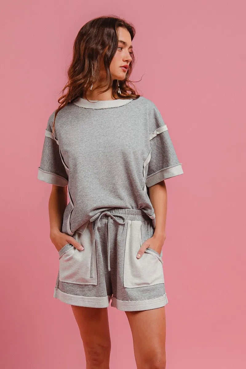 BiBi French Terry Knit Shorts with Side Pocket - Velora
