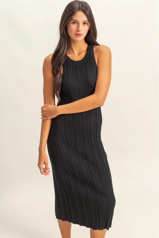 HYFVE Round Neck Bodycon Ribbed Knit Dress - Velora