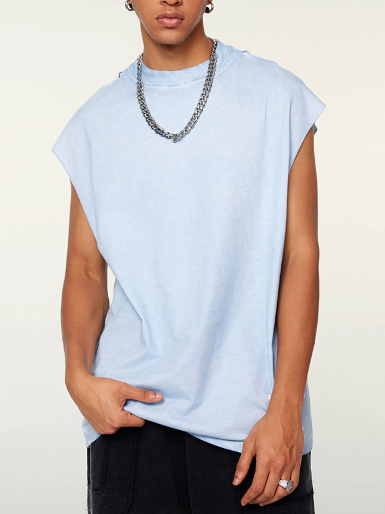 Men's Distressed Round Neck Tank - Velora
