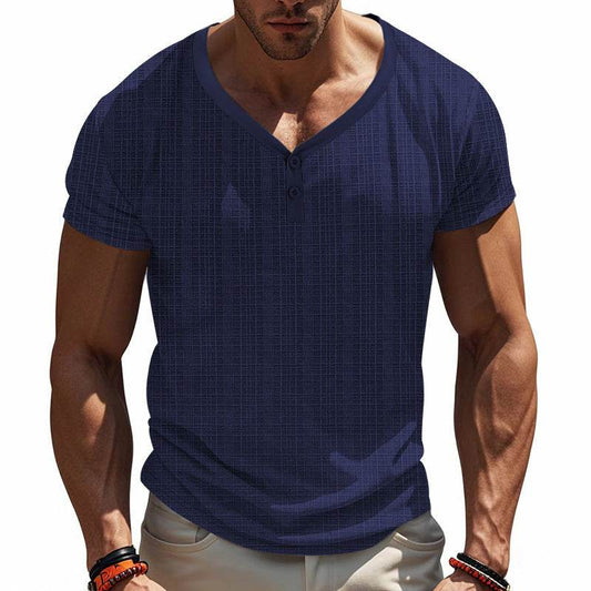 American Summer Men's V-neck Loose Breathable Short Sleeve - Velora