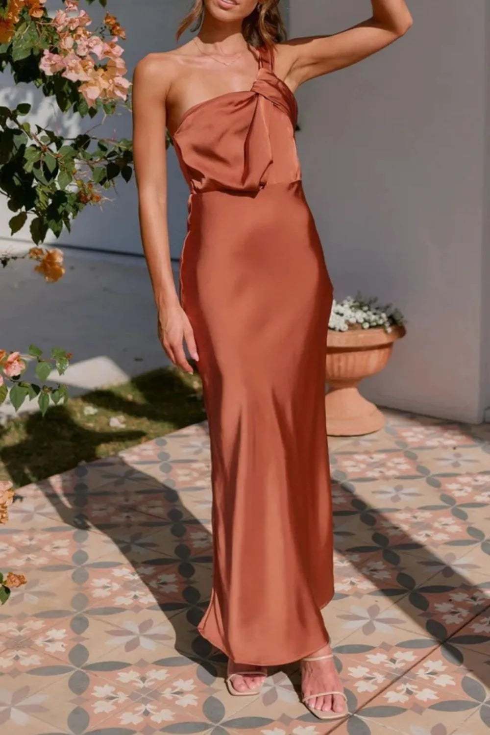 One Shoulder Sleeveless Maxi Dress - Velora