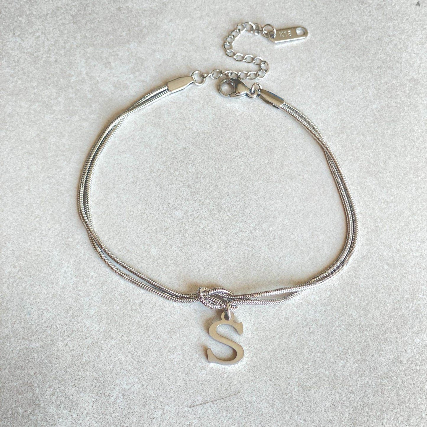 New Letter A-Z Love Knot Bracelets For Women Couple Gold Color Dainty Snake Chain Charm Bracelet Stainless Steel Jewelry Gift Valentine's Day Gifts - Velora