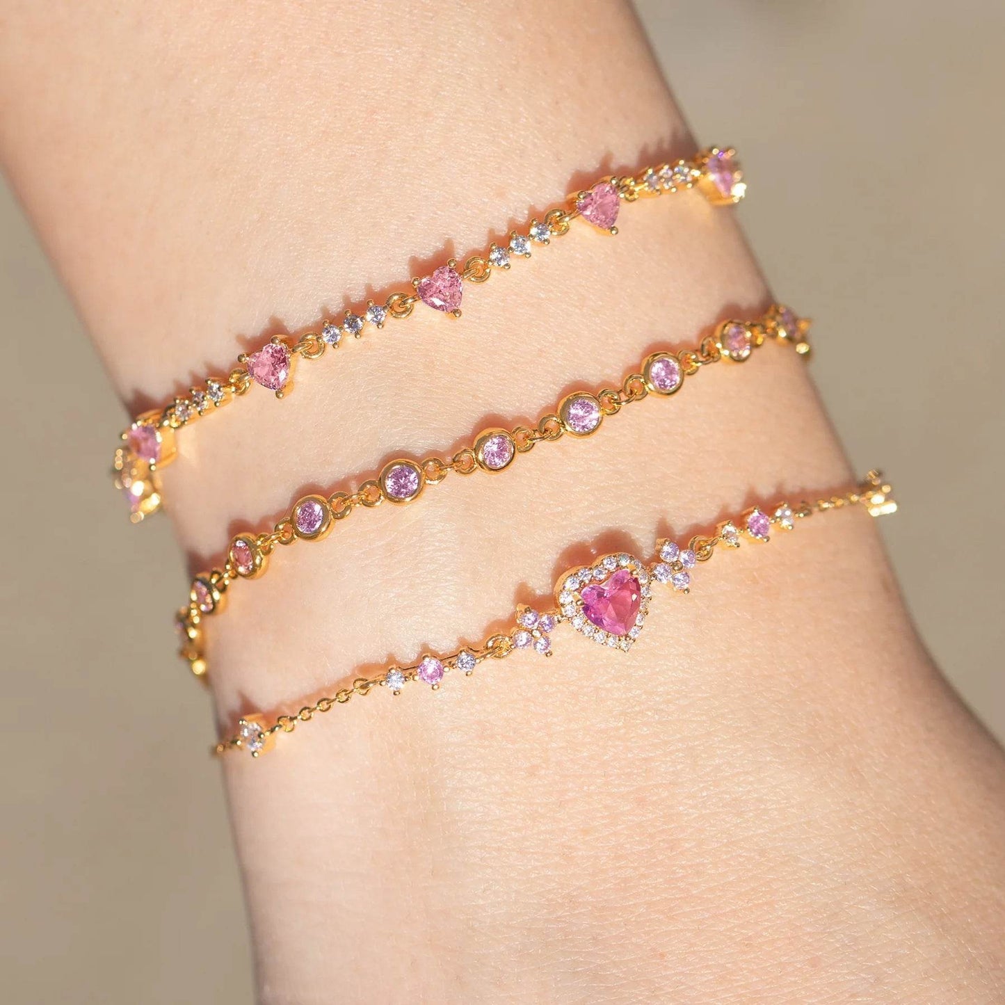 Sweet Bow Heart Rhinestone Bracelet Y2K Ins Fashion Chain Bracelet Valentine's Day - Velora