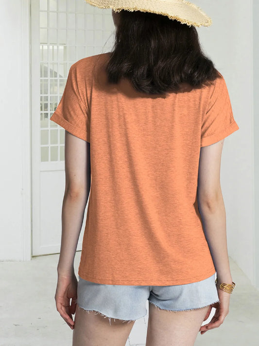 Notched Short Sleeve T-Shirt - Velora