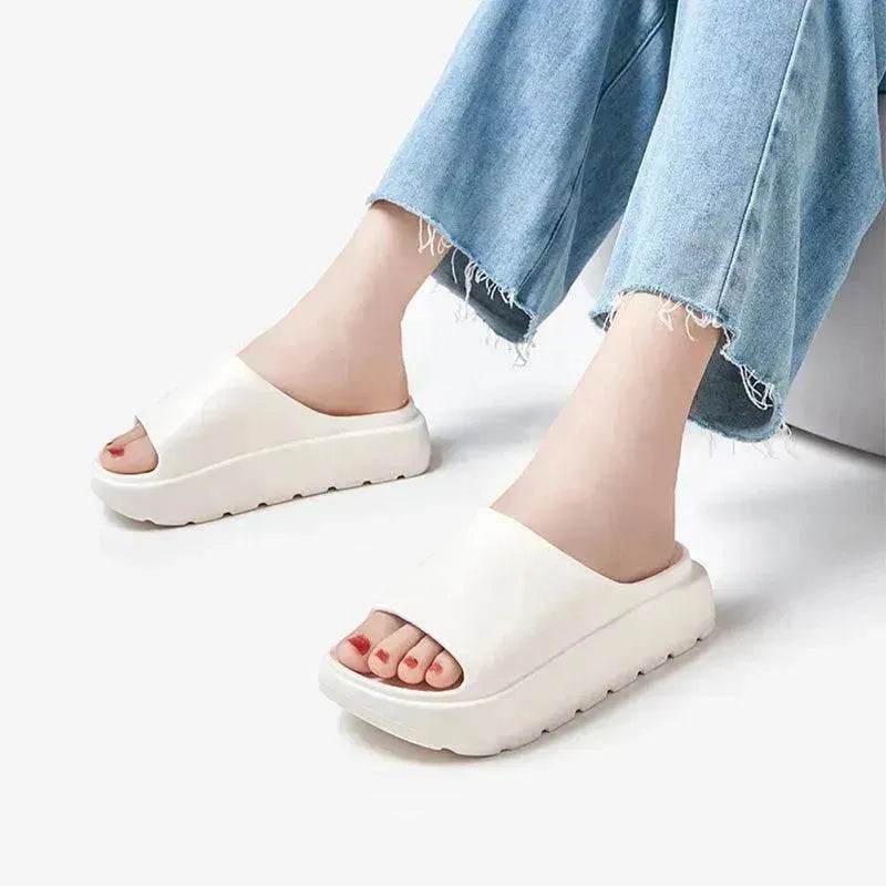 5.5cm Fish Mouth Shoes Floor Bathroom Home Slippers Outdoor Thick Soled Beach Slippers For Women - Velora